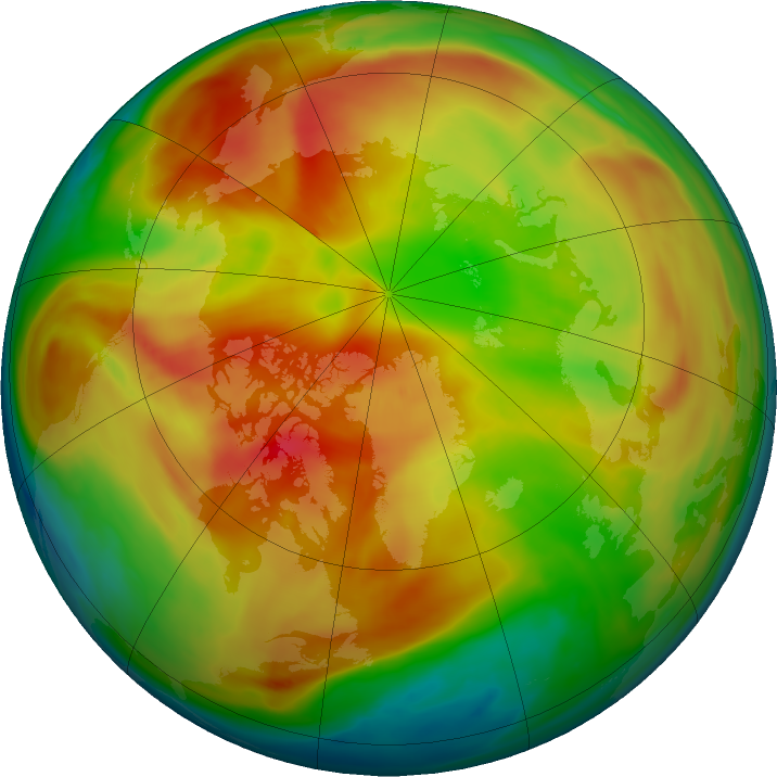 Arctic ozone map for 08 March 2021